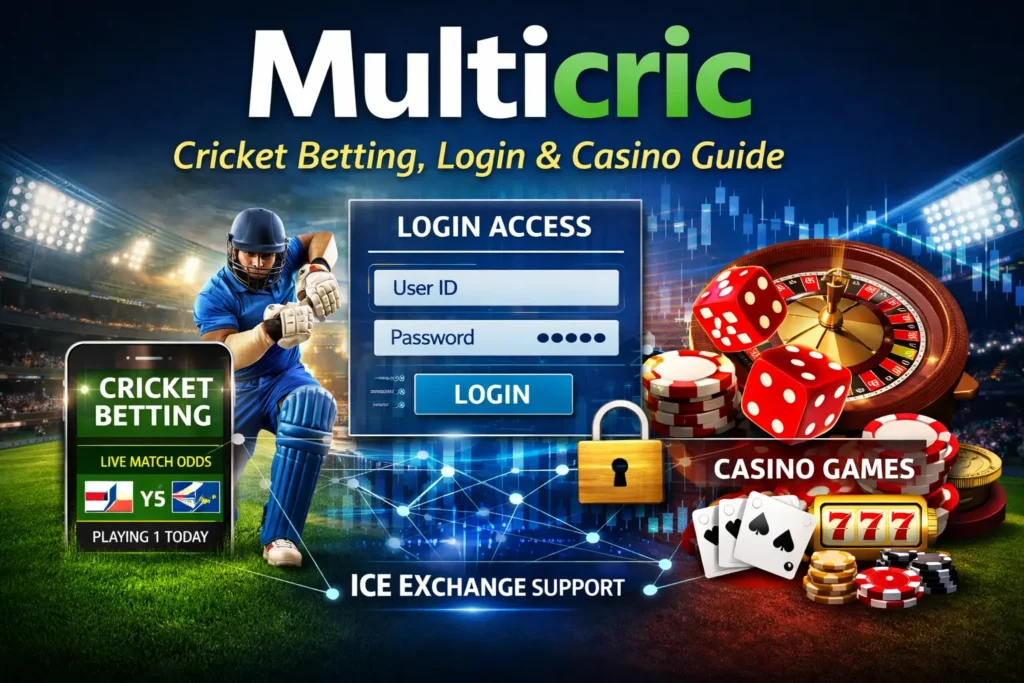 Multicric platform overview explaining cricket betting, login access, and casino systems